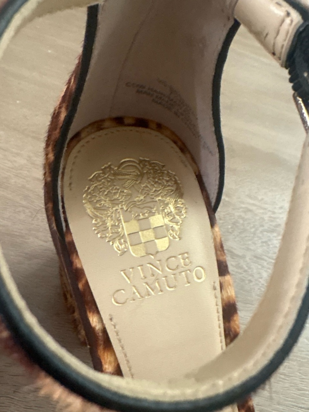 Vince Camuto Leopard Print Ankle Strap Heels - Brown/Tan - Picture 4 of 4